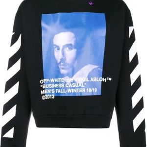OFF WHITE Bernini Cropped Sweatshirt Stripe Sleeve
